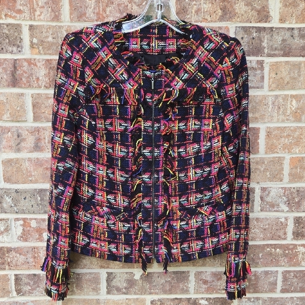 Trina Turk Multicolor Fringe Detail Jacket Size 2